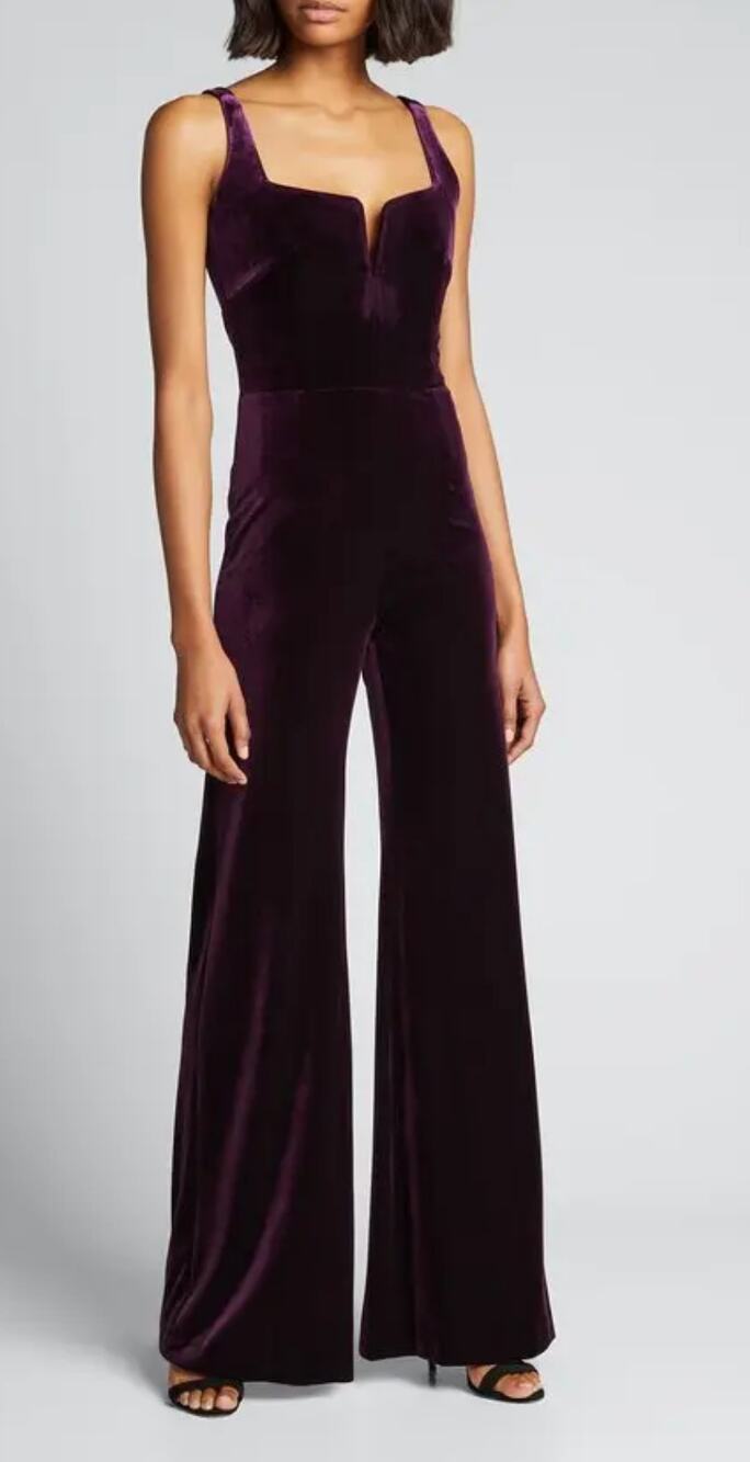 Galvan London Velvet Corset Wide Leg Jumpsuit Purple Womens Size 8 Sleeveless